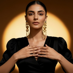 Althea-Inspired Gold & Blue Designer Earrings