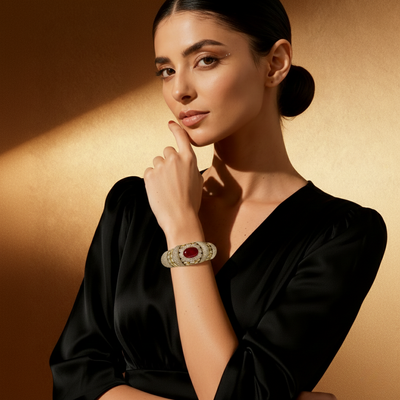 Gold-Plated Ornate Statement Bracelet