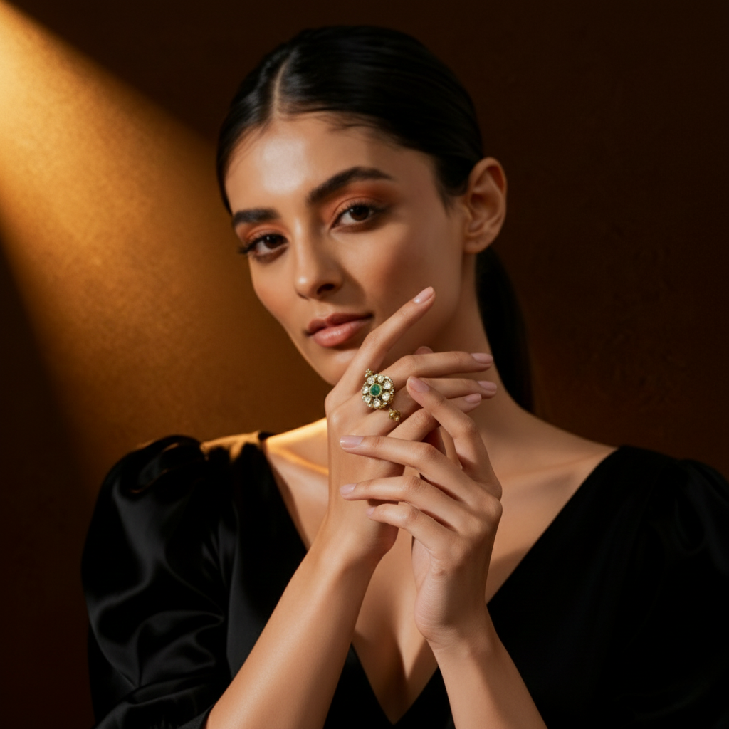 Gold-Tone Floral Design Statement Ring