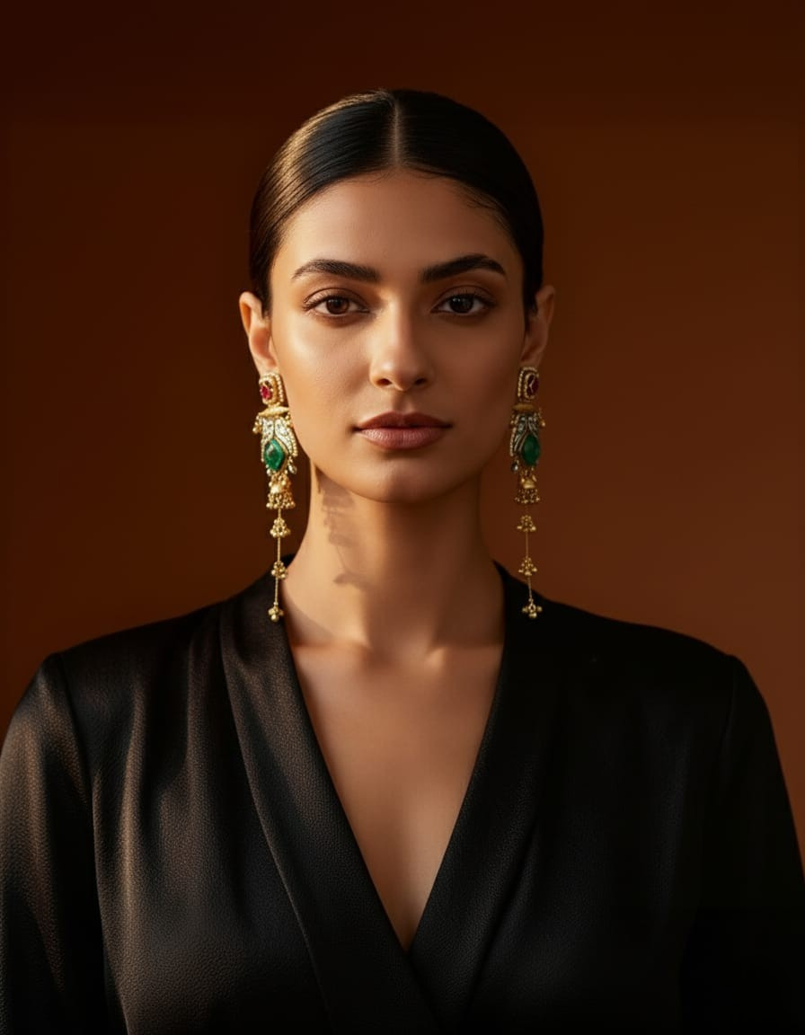 Multicolored Statement Earrings with Gold Accents