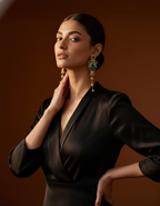 Multicolored Statement Earrings with Gold Accents