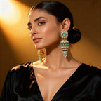 Ornate Emerald and Gold Earrings