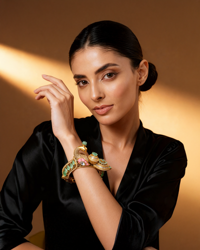 Designer Gold-Plated Kundan Bangle